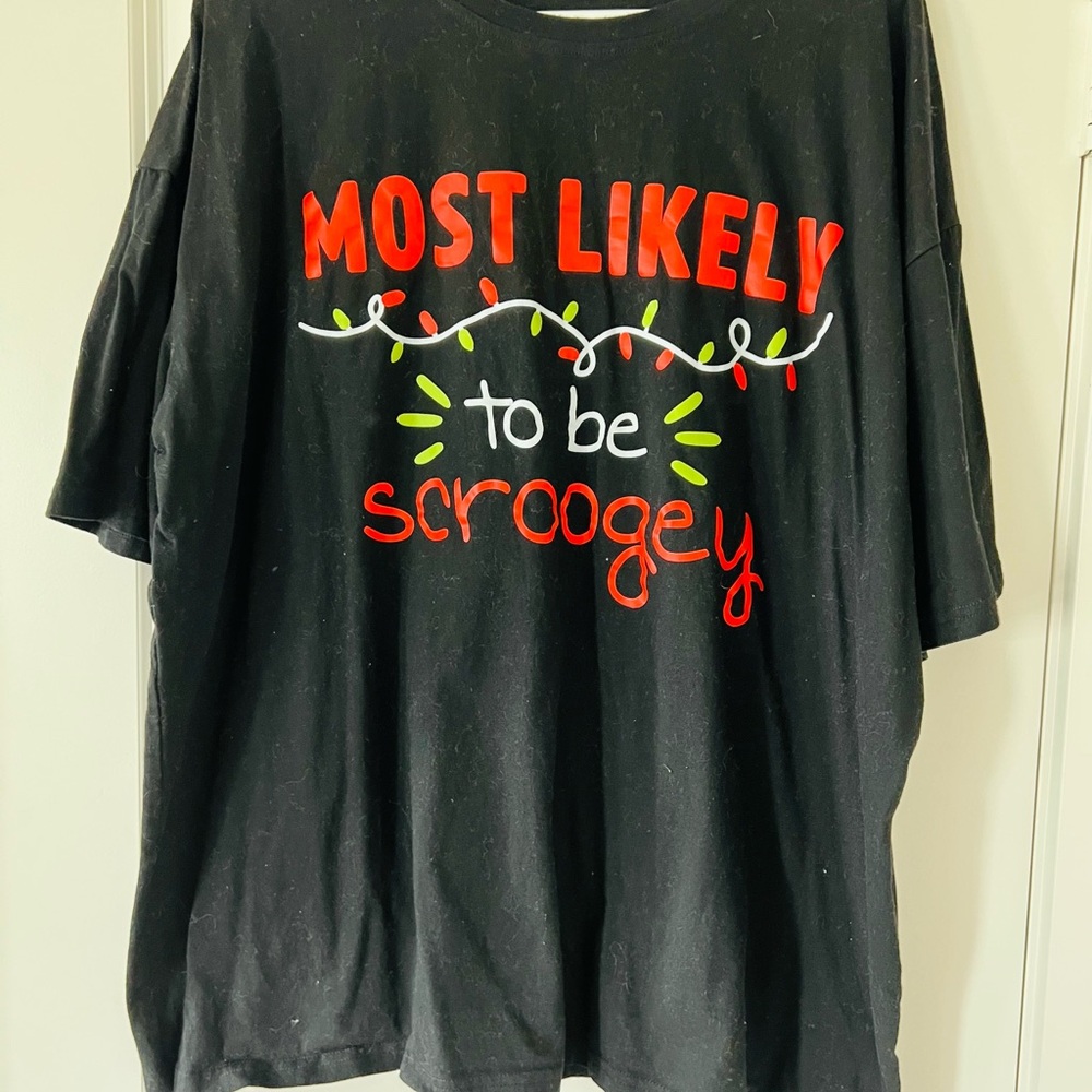 Festive Black Tee with Red and Green Accents